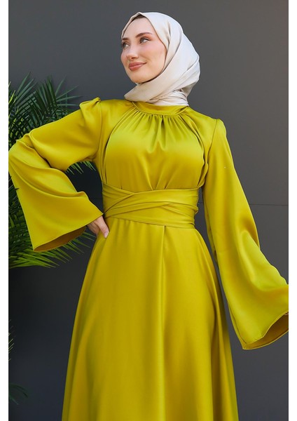 Nazlı Tesettür Elbise Yağ Yeşil indirimleri