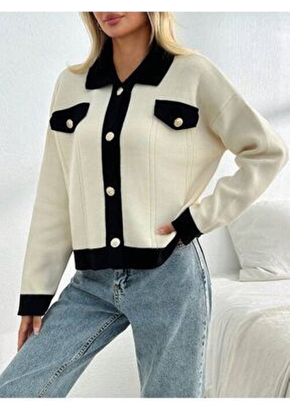 Kadın Polo Yaka Cep Detaylı Triko Hırka fiyatları