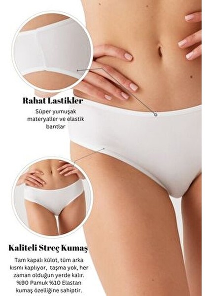 7'li Ekonomik Paket Classic Pamuklu Basic Külot Düz Desen Yumuşak Dokulu