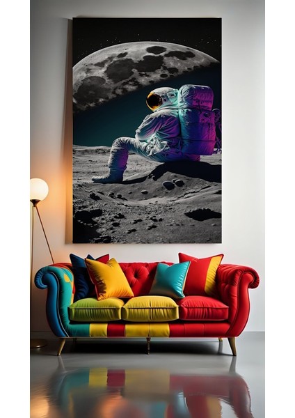 Düşünceli Astronot V1 Ev Duvar Salon Güzellik Salonu Ofis Dükkan Dekarasyon Kanvas Tablo