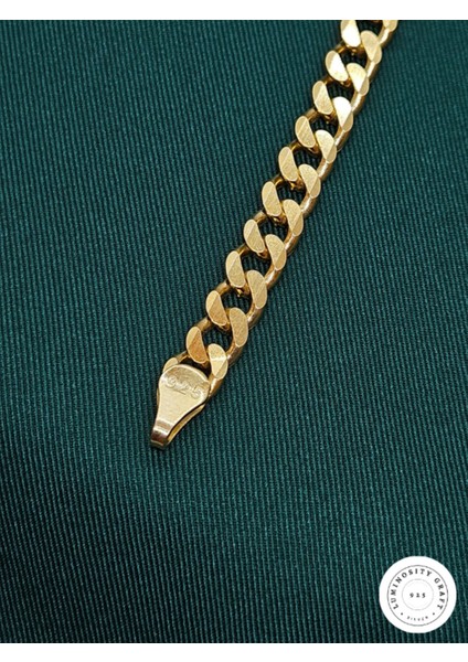 5mm Gurmet 22K Altın Kaplama 925 Ayar Gümüş Erkek ve Kadın Zincir Bileklik fırsatları