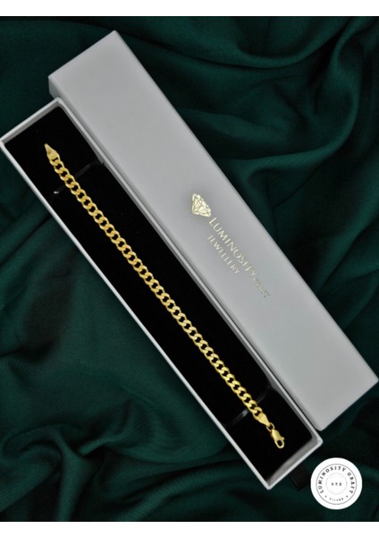 5mm Gurmet 22K Altın Kaplama 925 Ayar Gümüş Erkek ve Kadın Zincir Bileklik indirimleri