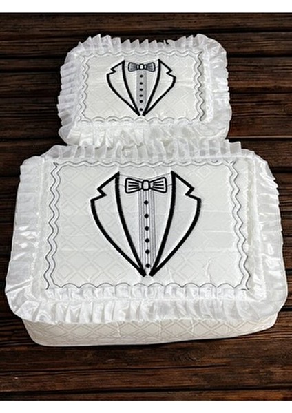 2'li Damat Fiyonk Figürlü Çeyizlik Saten Bohça Nişan Gelin Damat Hurç Seti modelleri