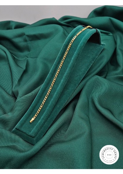 3mm Figaro 22K Altın Kaplama 925 Ayar Gümüş Erkek ve Kadın Zincir Bileklik