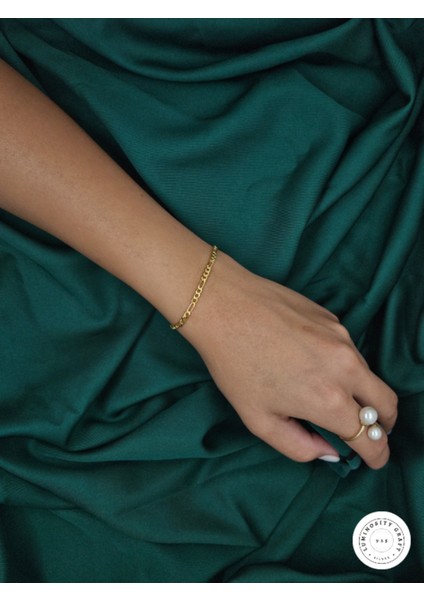 3mm Figaro 22K Altın Kaplama 925 Ayar Gümüş Erkek ve Kadın Zincir Bileklik fiyatları