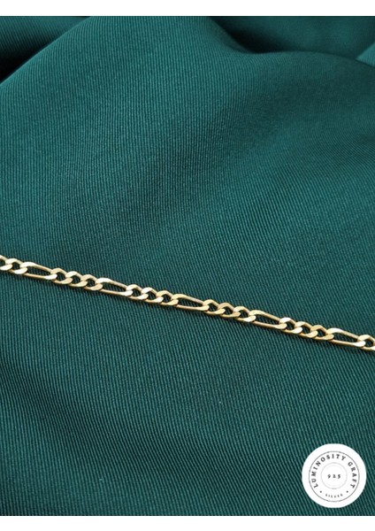 3mm Figaro 22K Altın Kaplama 925 Ayar Gümüş Erkek ve Kadın Zincir Bileklik modelleri