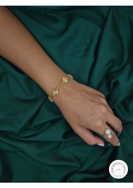 925 Ayar Gümüş Erkek ve Kadın Yonca Model Altın Kaplama Bileklik - Van fiyatları