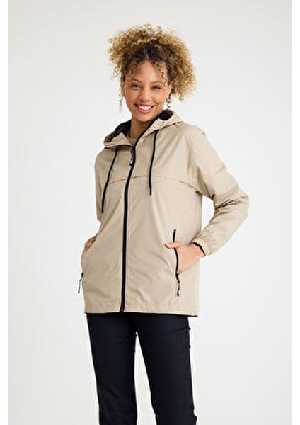 Kadın Içi Astarlı Suya Dayanıklı Kapüşonlu Cepli Yağmurluk