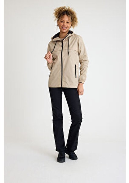 Kadın Içi Astarlı Suya Dayanıklı Kapüşonlu Cepli Yağmurluk