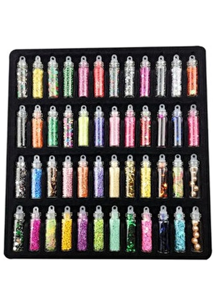 48'li Sim Pul Boncuk Seti Tırnak Göz Çevresi Süsleme Kalıcı Oje Protez Tırnak Nail Art