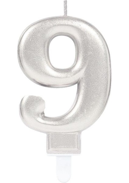 9 Rakam Mum Gümüş Renk (5263)