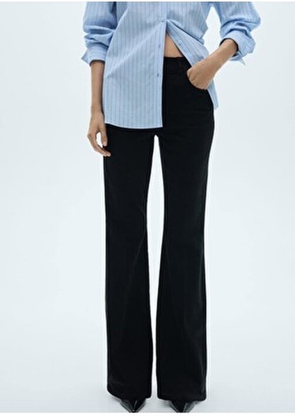 Fitilli Kadife Flare Jean Pantolon