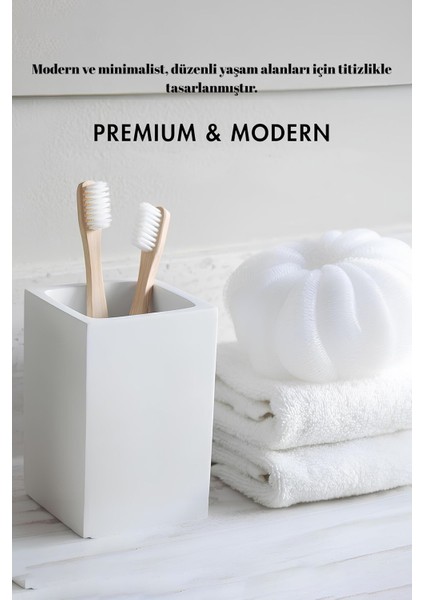 Beton Beyaz Diş Fırçalık | Elektrikli Diş Fırçası, Diş Macunu ve Tezgah Üstü Düzenleyici