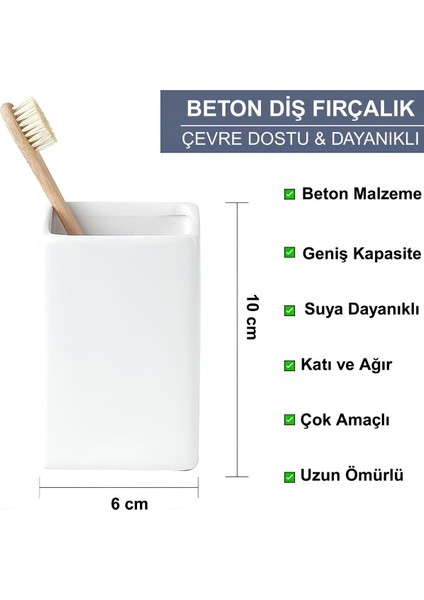 Beton Beyaz Diş Fırçalık | Elektrikli Diş Fırçası, Diş Macunu ve Tezgah Üstü Düzenleyici