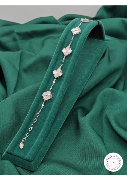 925 Ayar Gümüş Erkek ve Kadın Yonca Model Bileklik - Van