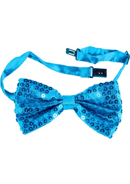 Gece Işıltısı Açık Mavi Turkuaz Payetli Pullu Papyon 7x2 cm (5263) fiyatları