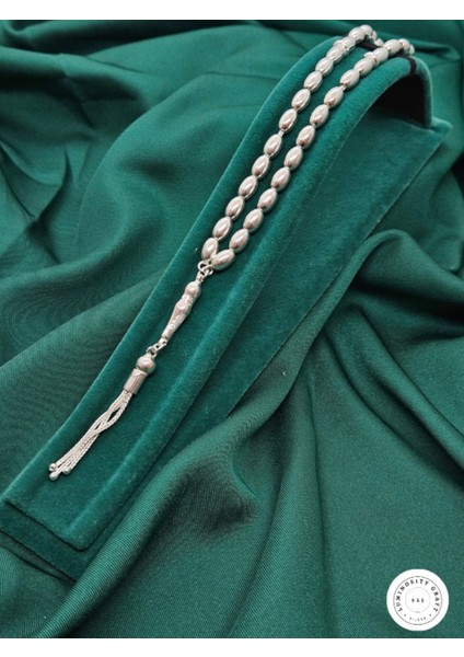 925 Ayar Gümüş Arpa Kesim Büyük Boy Tespih