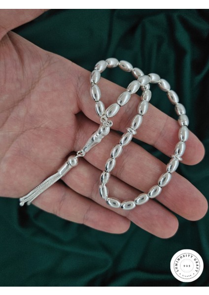 925 Ayar Gümüş Arpa Kesim Büyük Boy Tespih fiyatları