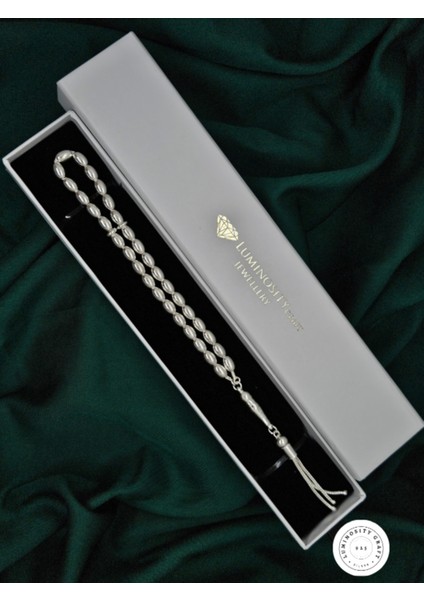 925 Ayar Gümüş Arpa Kesim Büyük Boy Tespih