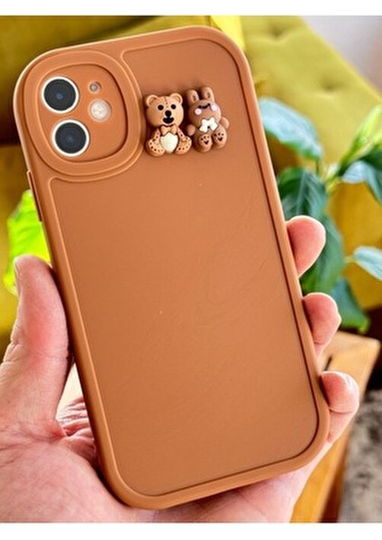 Iphone 12 Uyumlu Kılıf Tasarımlı Desenli Kamera Korumalı Ayıcık ve Tavşan Yumuşak Silikon Kapak