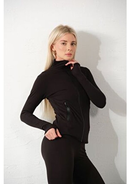 Siyah Water Proof Fermuar Çift Cepli Light Warm Running Ceketi Eşofman Üstü fırsatları