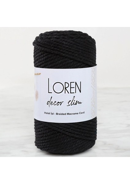 Loren Decor Slim 3 Büküm Makrome Ipi Siyah - L006