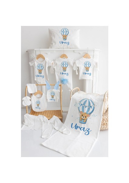 %100 Pamuk Baskılı 11’li Isimli Organik Tavşanlı Bebek Hastane Çıkışı Unisex Temalı