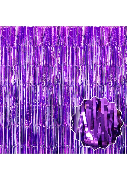 mor renk ekstra metalize parlak saçaklı arka fon perde ıthal 1x2 metre (5263) modelleri