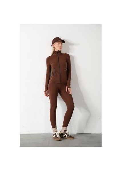 Kahverengi Water Proof Fermuar Çift Cepli Light Warm Running Ceketi Eşofman Üstü fırsatları