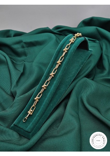 925 Ayar Gümüş Tiffany Blanca 14K Altın Kaplama Kadın Bileklik