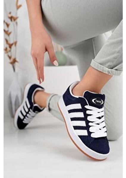 Unisxe Klasik Bağcıklı Ortopedik Spor Sneaker Ayakkabı-Lacivert fırsatları