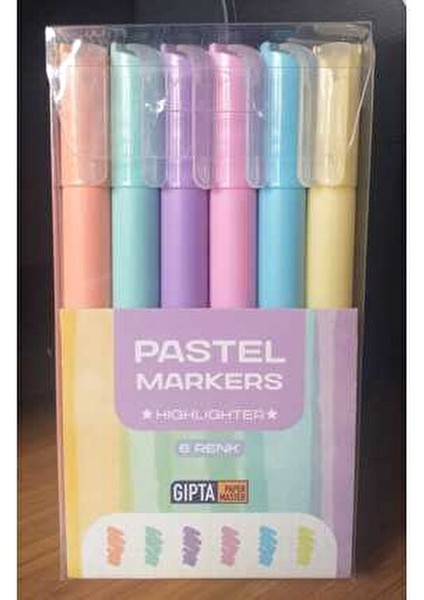 Pastel Marker Fosforlu Kalem Seti 6'lı
