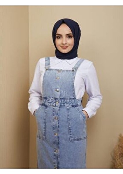 Kadın Koyu Mavi Kot Salopet modelleri