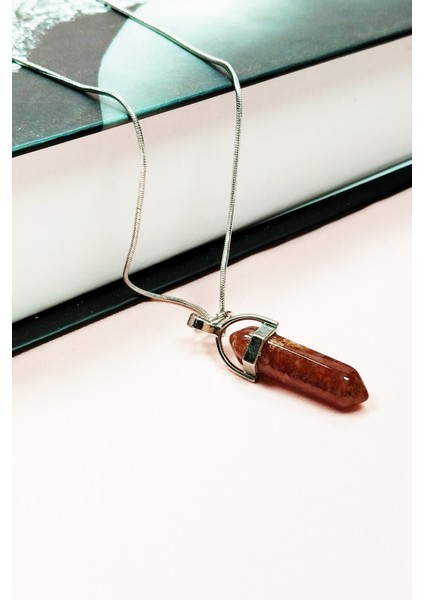 Jasper Doğal Taşı Zincirli El Yapımı Tasarımlı Kolye Uç: 3,5 cm Zincir: 20 cm Kutulu modelleri