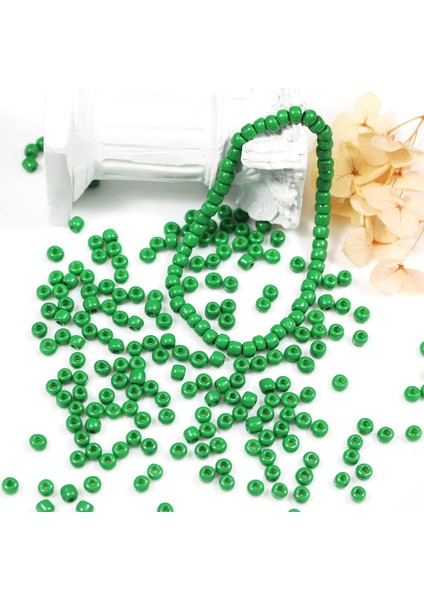 Opak Yeşil Renk 4 mm Yaklaşık 220 Adet/20 Gram Cam Boncuk Oya Yazma Bileklik ve Kolye modelleri