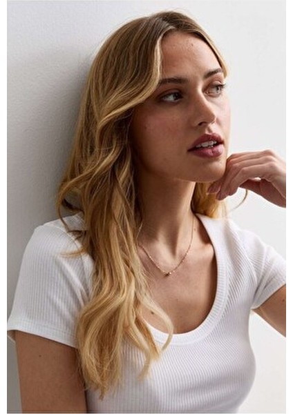 Kadın Beyaz Kare Yaka T-Shirt & Bluz , Likralı Fitilli Kaşkorse Kumaş fiyatları