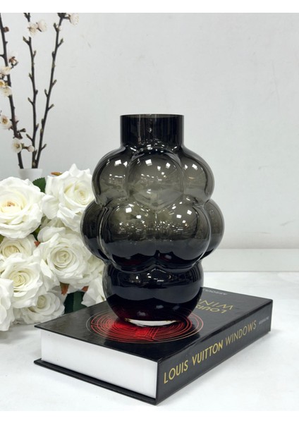 Cam Vazo Küçük- Füme 23 cm