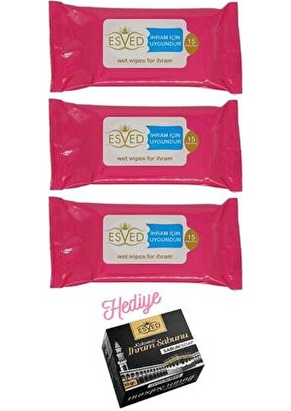 Kokusuz Islak Mendil 3 Adet Ihram Sabunu Hediyeli