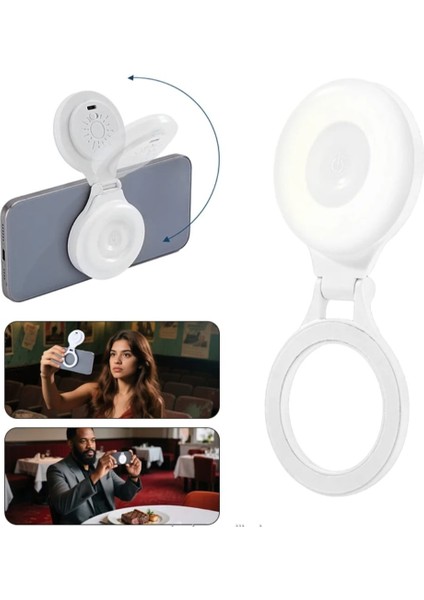 Magsafe Uyumlu, 3 Renkli, Katlanabilir, Parlaklığı Ayarlanabilir, Dokunmatik, Şarjlı, Selfie Işığı