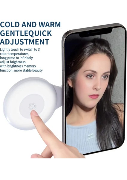 Magsafe Uyumlu, 3 Renkli, Katlanabilir, Parlaklığı Ayarlanabilir, Dokunmatik, Şarjlı, Selfie Işığı
