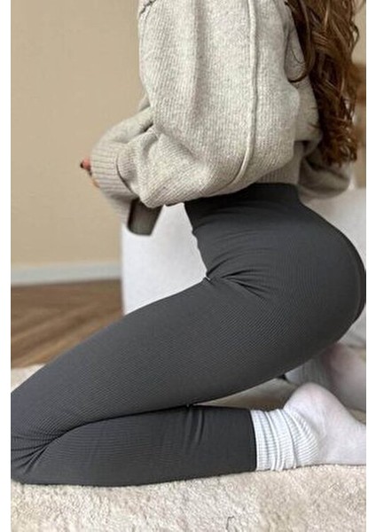 Toparlayıcı Yüksel Bel Fitilli Tayt