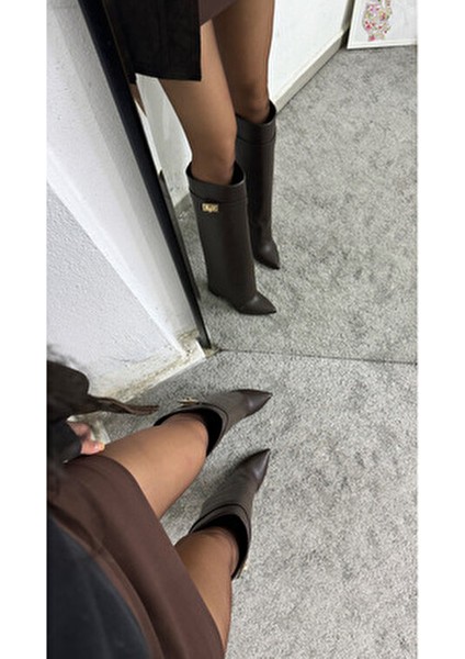 Volante Kadın Topuklu Çizme Suni Deri Orta Topuklu Günlük Kullanım İçin Uygun fırsatları