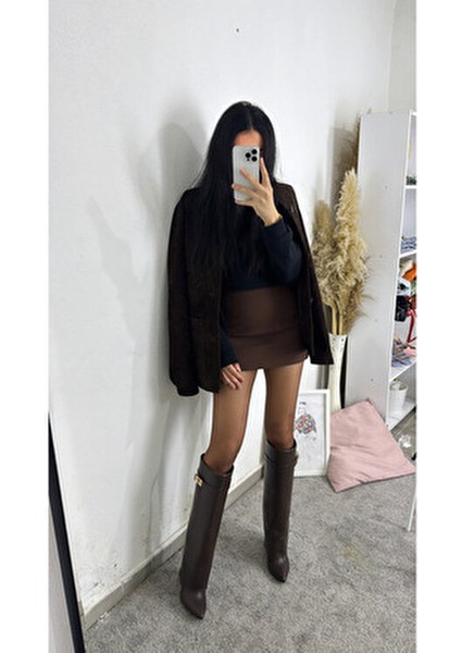 Volante Kadın Topuklu Çizme Suni Deri Orta Topuklu Günlük Kullanım İçin Uygun indirimleri