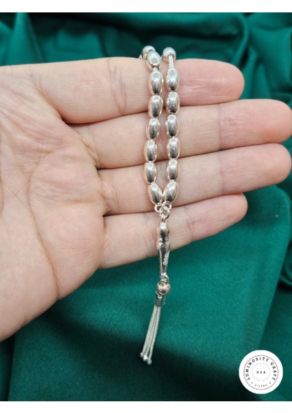925 Ayar Gümüş Arpa Kesim Büyük Boy Tespih fırsatları