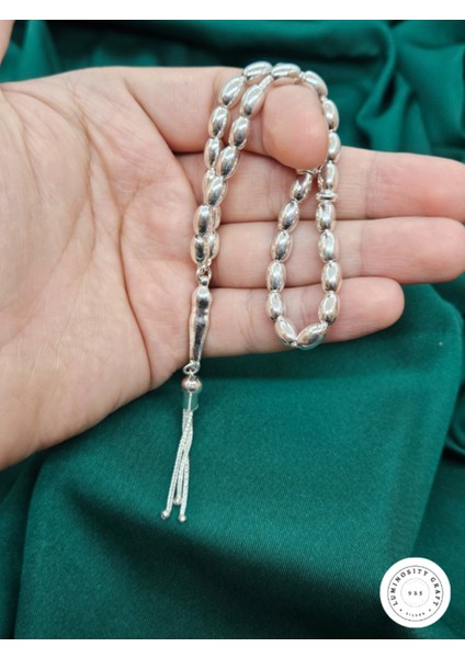 925 Ayar Gümüş Arpa Kesim Büyük Boy Tespih indirimleri