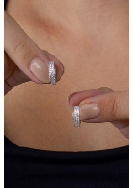 Zirkon Taşlı 3 Sıra Tamtur Gümüş Kadın Küpe fiyatları