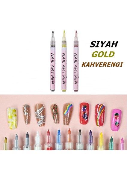 Frenç Kalemi - Nail Art Kalemleri - Nail Art Nail Için Oje Kalemler 0.7mm Tırnak Boyama Kalemi