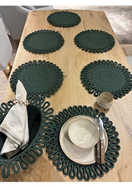 Yeşil Galaxy Modern Jüt Supla Yuvarlak 7'li Set Sofra Şıklığı İçin Tasarlandı fiyatları