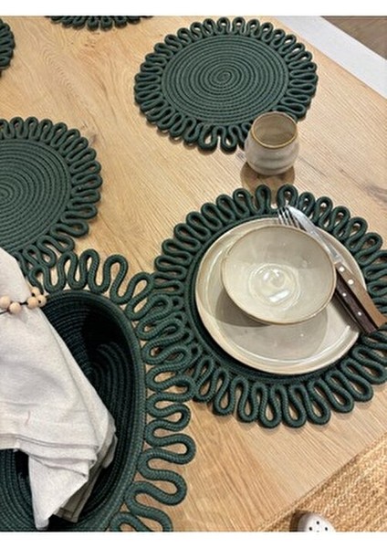 Yeşil Galaxy Modern Jüt Supla Yuvarlak 7'li Set Sofra Şıklığı İçin Tasarlandı fırsatları