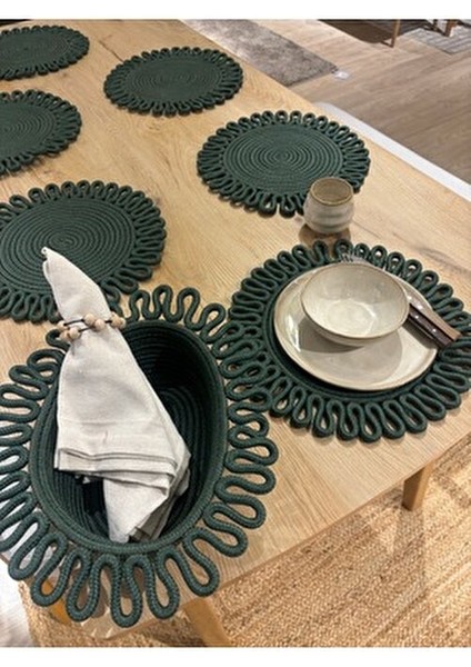 Yeşil Galaxy Modern Jüt Supla Yuvarlak 7'li Set Sofra Şıklığı İçin Tasarlandı indirimleri